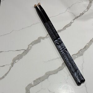 ROCKBAND Pair of Black Wooden Drumsticks with White Tribal Pattern OS